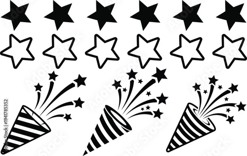 Star and party popper stars celebration