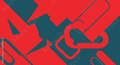 Abstract geometric shapes in red and teal a striking silhouette