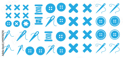 Creative sewing buttons with multimedia symbols icons, volume and pause buttons. vector illustration eps 10