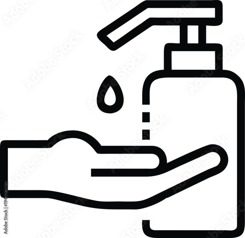 Hand washing with liquid soap dispenser icon vector illustration.