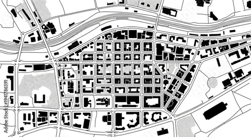 Detailed Urban Plan Depicting City Blocks and Infrastructure.