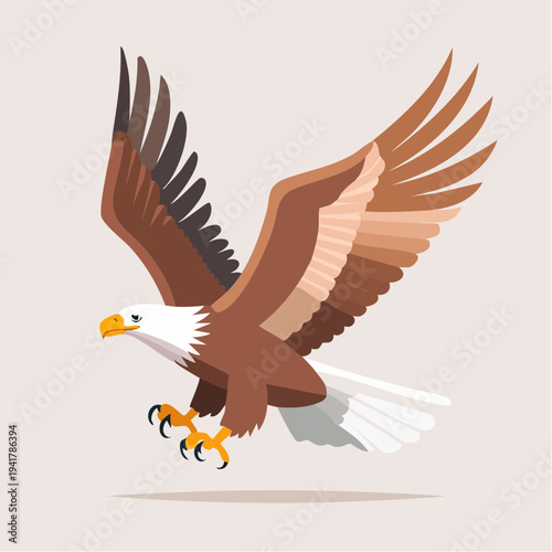 Dynamic Vector Art of a Majestic Bald Eagle in Flight, Showcasing its Power and Grace