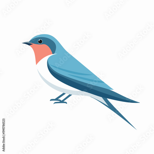 A Beautifully Illustrated Barn Swallow Bird with Blue and Red Feathers