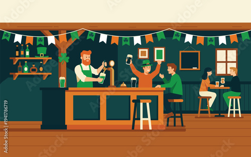 Lively Irish Pub St Patrick Celebration