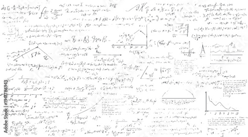 Handwritten mathematical equations and scientific diagrams on a white background mathematics formulas