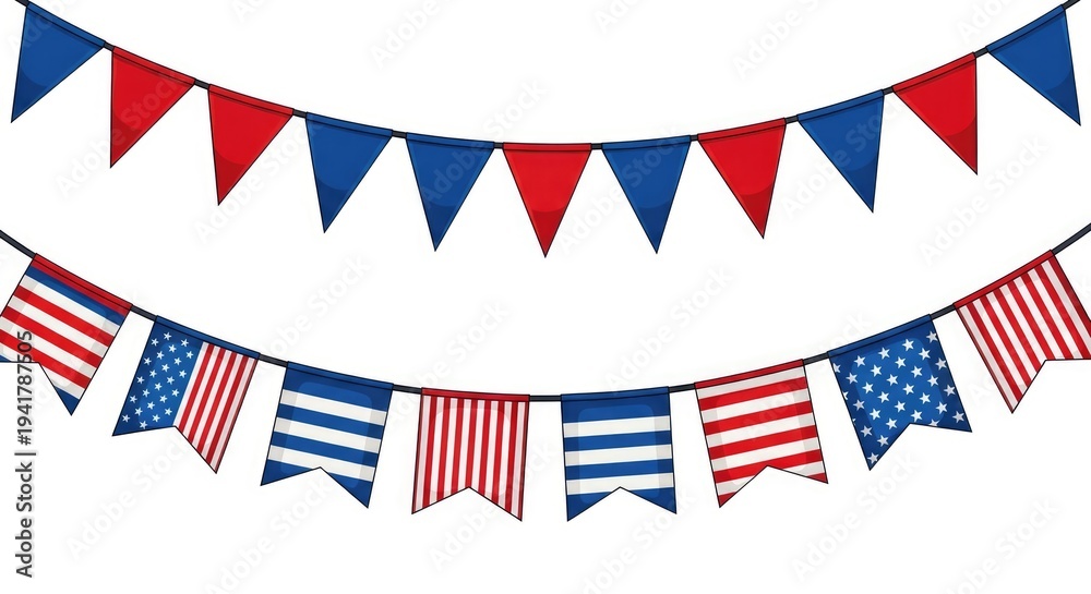 Obraz premium Patriotic usa flag day bunting with american flags