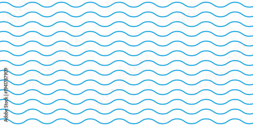 Seamless Wave Pattern, Hand drawn water sea vector background. Wavy beach print, curly grunge paint lines,