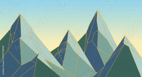 Stylized Geometric Mountain Range Illustration with Sharp Peaks.