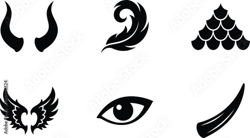 Black graphic design elements abstract shapes vector collection