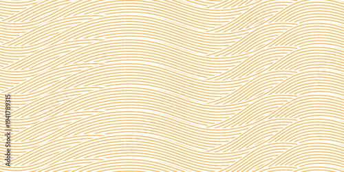 Yellow instant noodle, pasta and spaghetti texture with geometric wavy lines. Ramen, pasta vector pattern. Background abstract food illustration