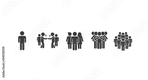 Progression of Group Size - From Individual to Large Crowd.