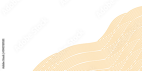 Yellow instant noodle, pasta and spaghetti texture with geometric wavy lines. Ramen, pasta vector pattern. Background abstract food illustration
