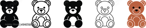Teddy bear illustrations cute plush toy characters collection