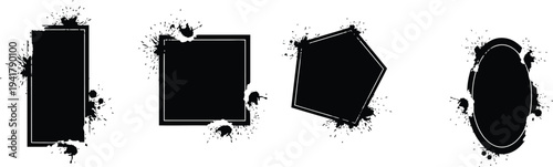 Four black shapes on a white background