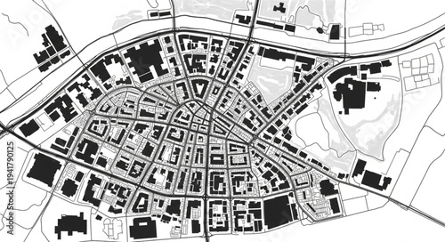 Detailed City Plan Depicting Urban Layout and Infrastructure.