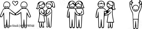 Stick figures showing different types of love and affection
