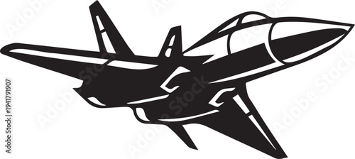 Modern Jet Fighter Silhouette Vector | Military Aircraft Cutout
