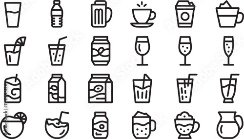 Various black and white drink arranged in a grid pattern