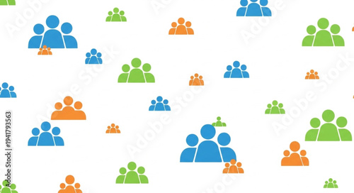 Colorful Crowd Icons Pattern - Diverse Groups and Social Connections.