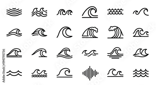 Collection of wave designs and patterns in a minimalist silhouette