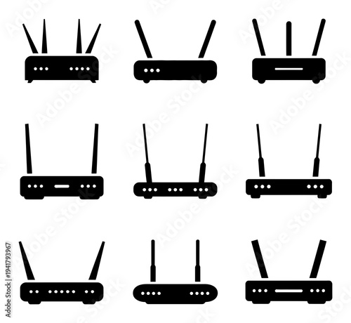 Collection of Router and Modem with Antennas