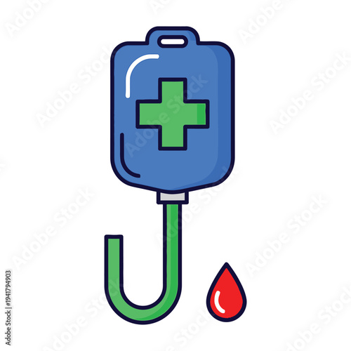 Blood donation medical icon with cross and drop