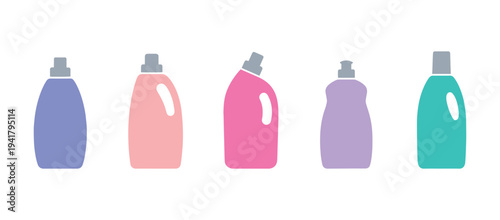 Bathroom cleaning liquid in plastic bottle, flat vector illustration.