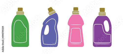 Liquid bathroom cleaner container, flat style vector isolated on white.