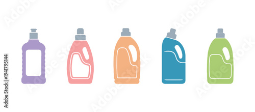 Liquid toilet cleaning product in a bottle, simple flat vector isolated on white.