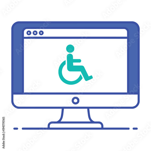 Disability symbol on computer screen for accessibility