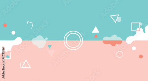 Abstract geometric shapes and a floral arrangement silhouette