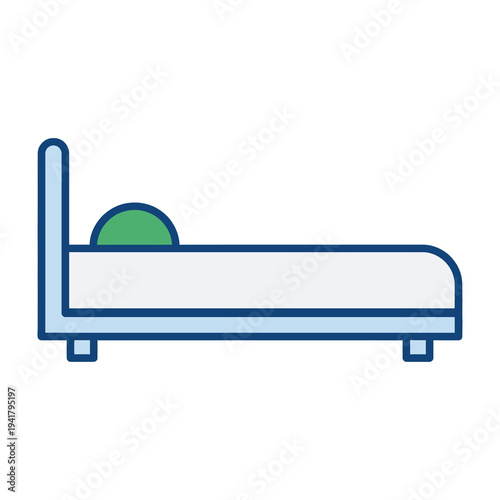 Simple bed with green pillow icon