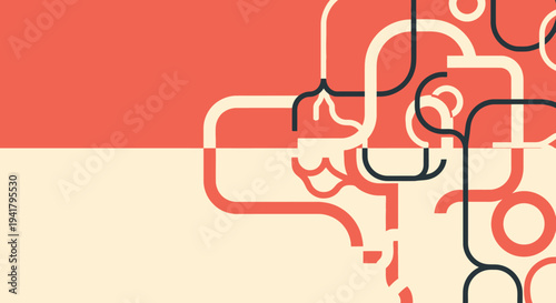 Abstract shapes and a face in profile form a striking silhouette