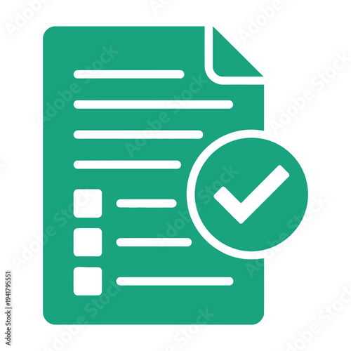 Green document checklist icon with checkmark