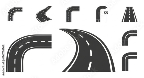 Road Segments Collection - Vector Illustration for Design and Mapping.