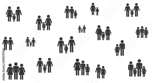 Diverse Family Structures - A Collection of Pictograms Representing Various Family Units.