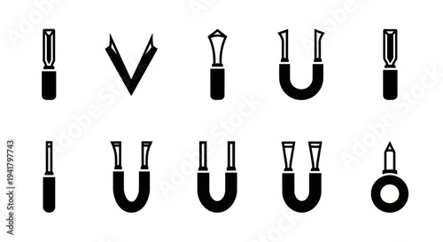 Collection of various magnet illustrations displayed in a grid pattern