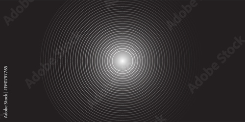 Create a bold look with a centric circle background featuring vector graphics of sound waves.