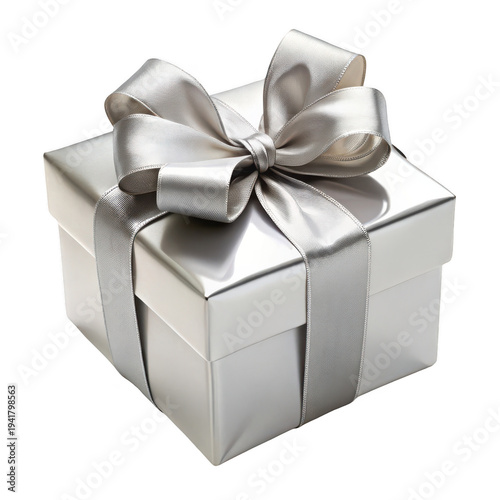 Elegant silver gift box with ribbon bow for special occasions