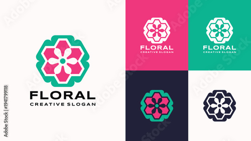 Elegant Minimalist Floral Logo Design Illustration Template with Luxurious Abstract Shapes for Skincare and Fashion Brands