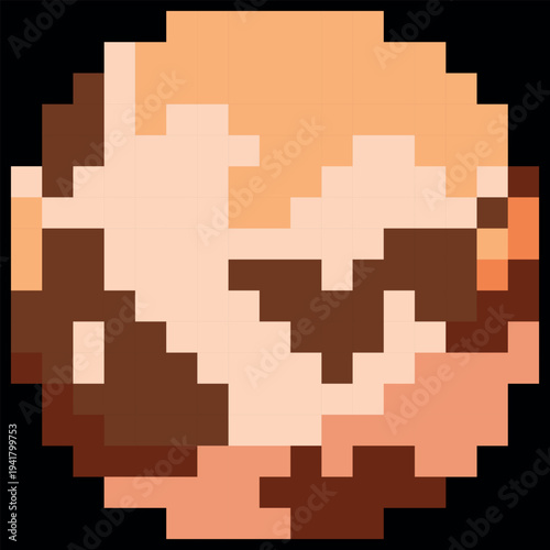 Venus planet vector pixel art, cartoon cosmic space planet squared contour, retro 8 bit video game universe element