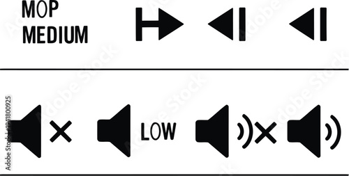 Mop cleaning settings and volume control icons