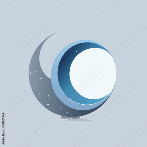Stylized Crescent Moon and Stars Illustration Celestial Night Sky