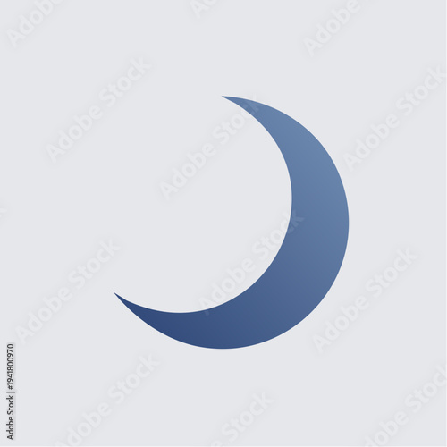 Crescent moon symbol representing nighttime and the lunar cycle on a neutral background