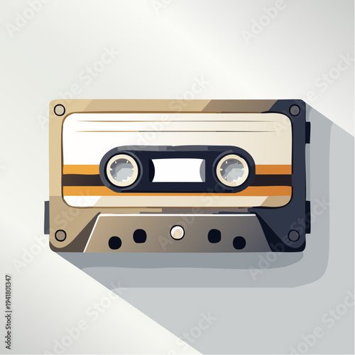 Retro cassette tape with a retro design for playing music and audio recordings