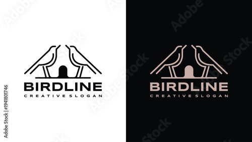 Creative Bird and House Building Mono-line Logo for Construction and Residential Industry