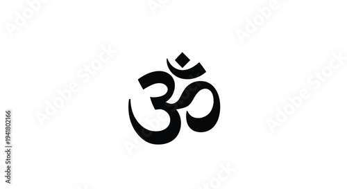 The sacred om or aum symbol in black color used in hinduism buddhism and jainism, Generative AI.