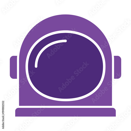 Purple astronaut helmet icon with white outline on plain background