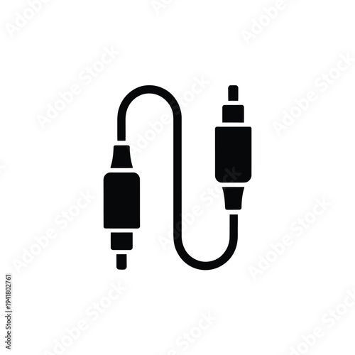 A black outline of an audio cable with two male connectors
