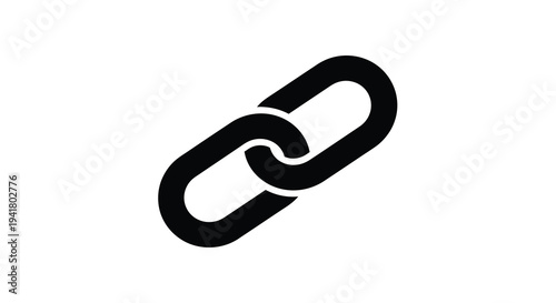 A simple black chain link icon against a white background silhouette